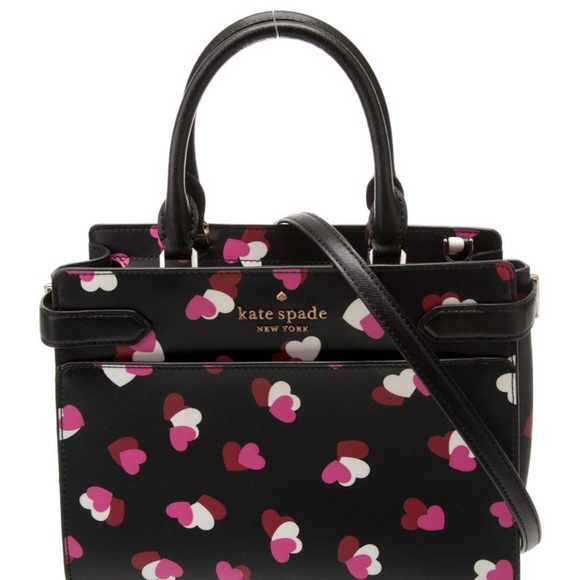 Kate Spade Black and Pink Heart Satchel - Picture 1 of 6